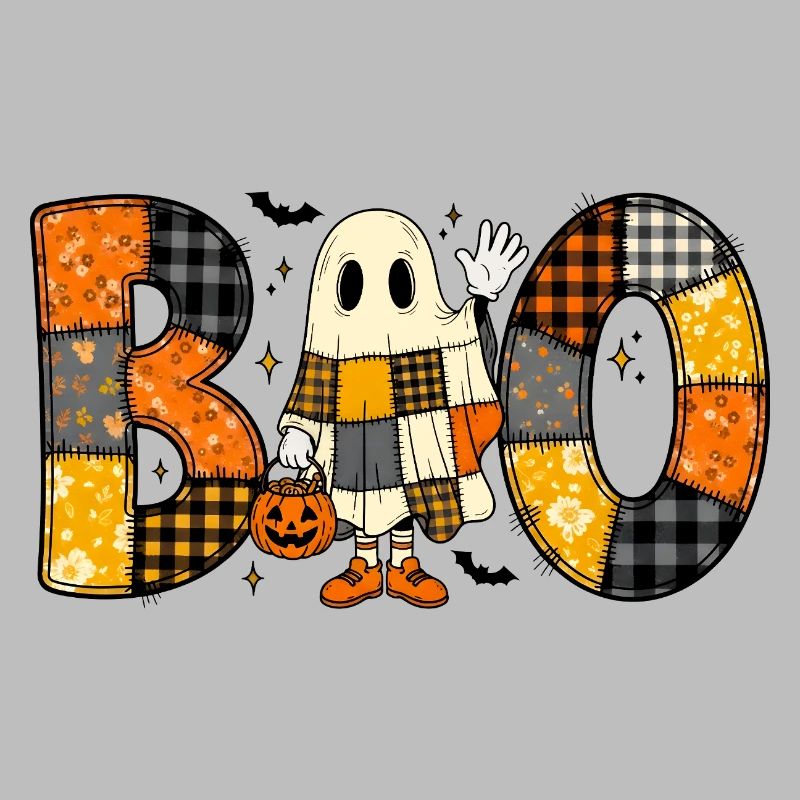 Ghost Halloween Patchwork Boo