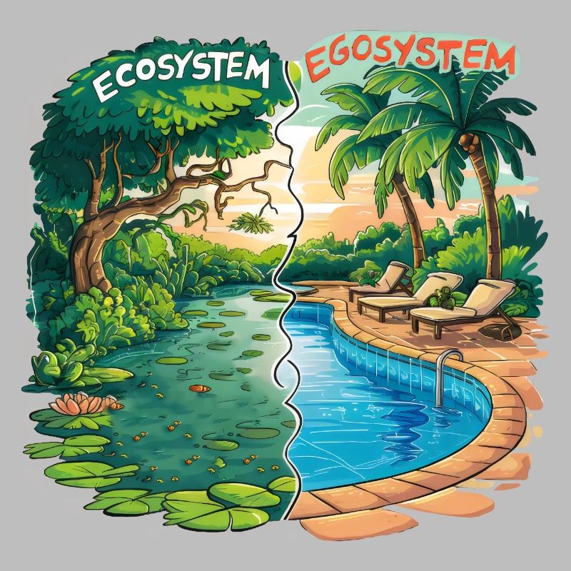 Ecosystem vs Egosystem Eco-Friendly Message