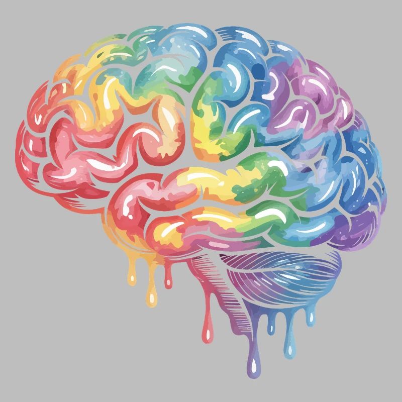Rainbow Brain Gradient Print Design