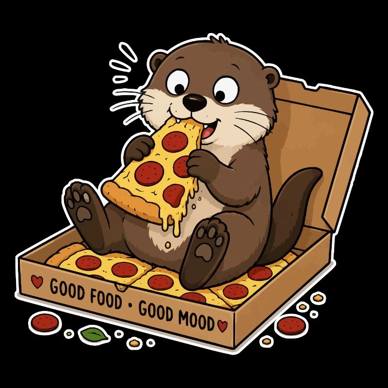 Otter mit Pizza: Snackfreude im Karton