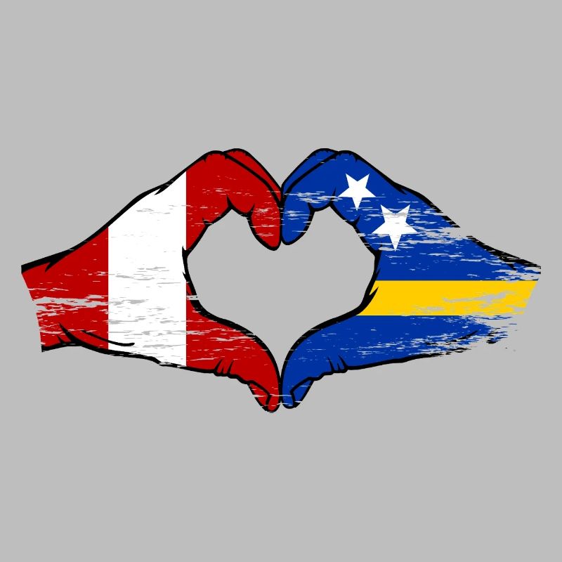 Mains du drapeau du Pérou de Curaçao en forme de cœur utilisées