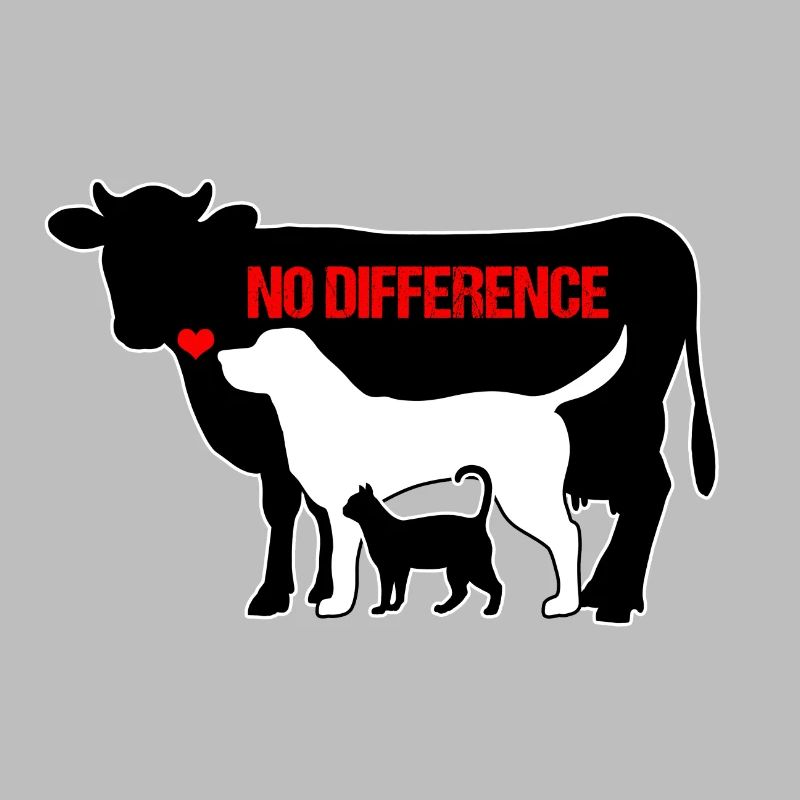 Tiere Kuh Hund Katze NO DIFFERENCE Vegan Geschenk