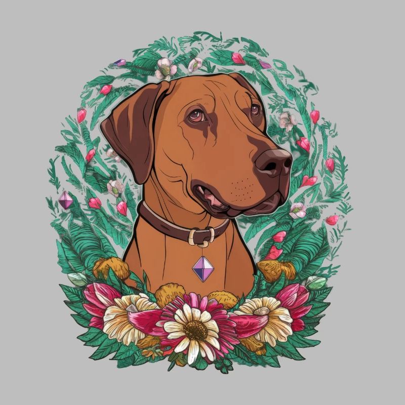 Rhodesian Ridgeback et belles fleurs