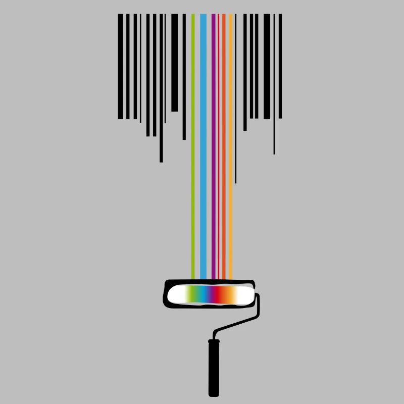 A paint roller with a bar code