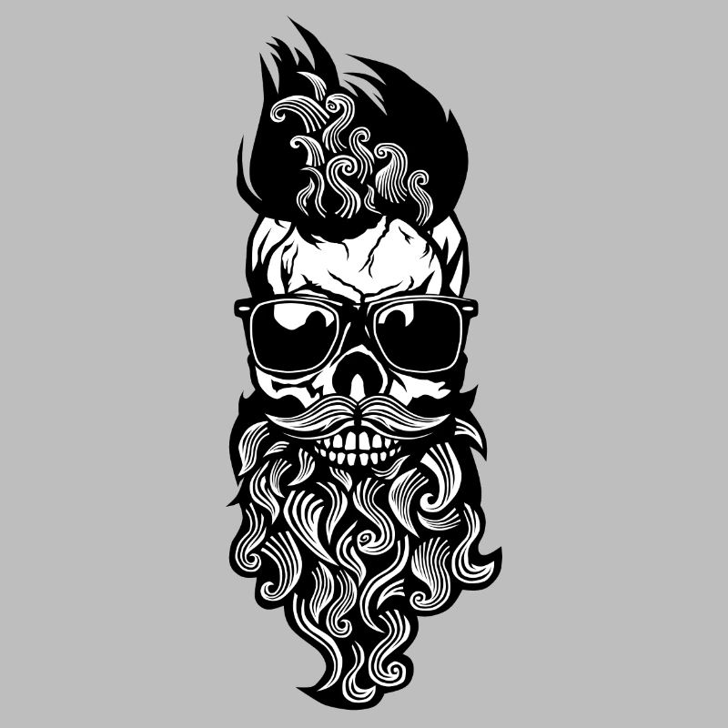 Kopf des Todes Hipster Schädel bärtiger Bart Schnurrbart m