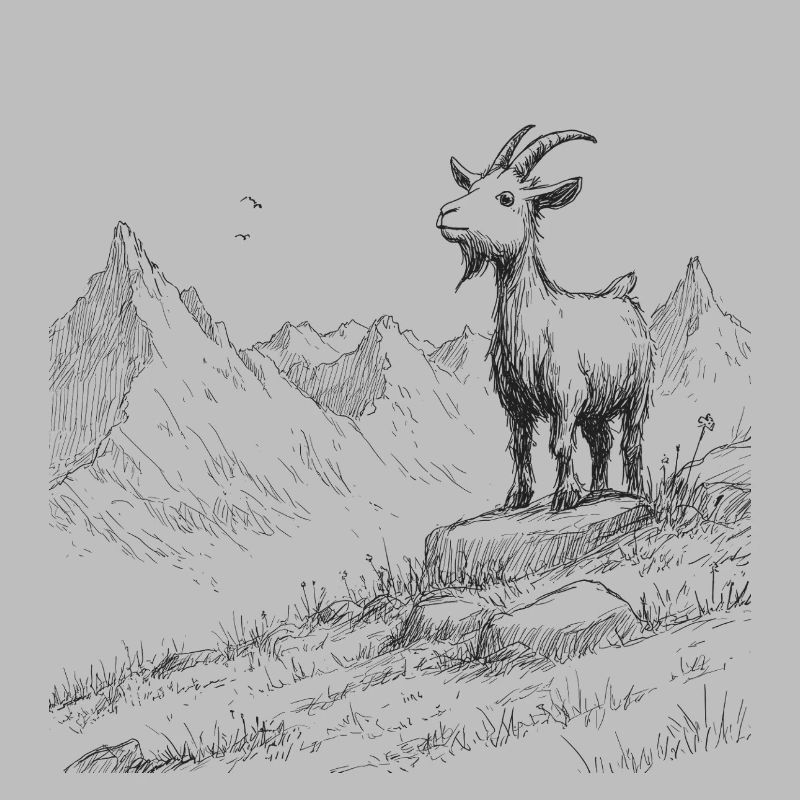 Sommets alpins avec chèvre
