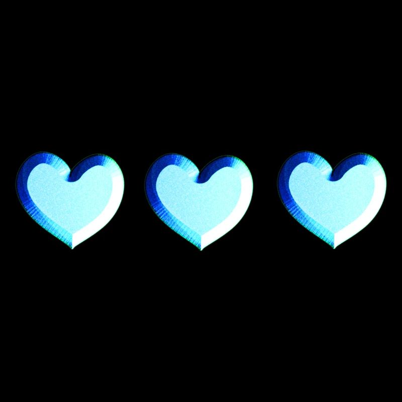 trois cœurs bleus scintillants