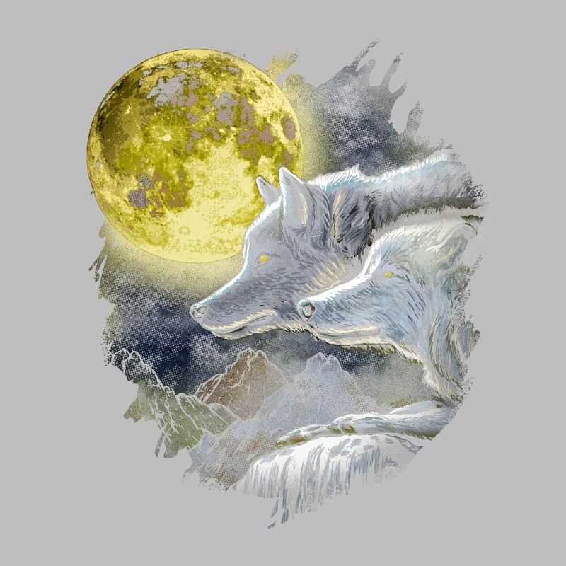 Fantasy wolf wolves with moon