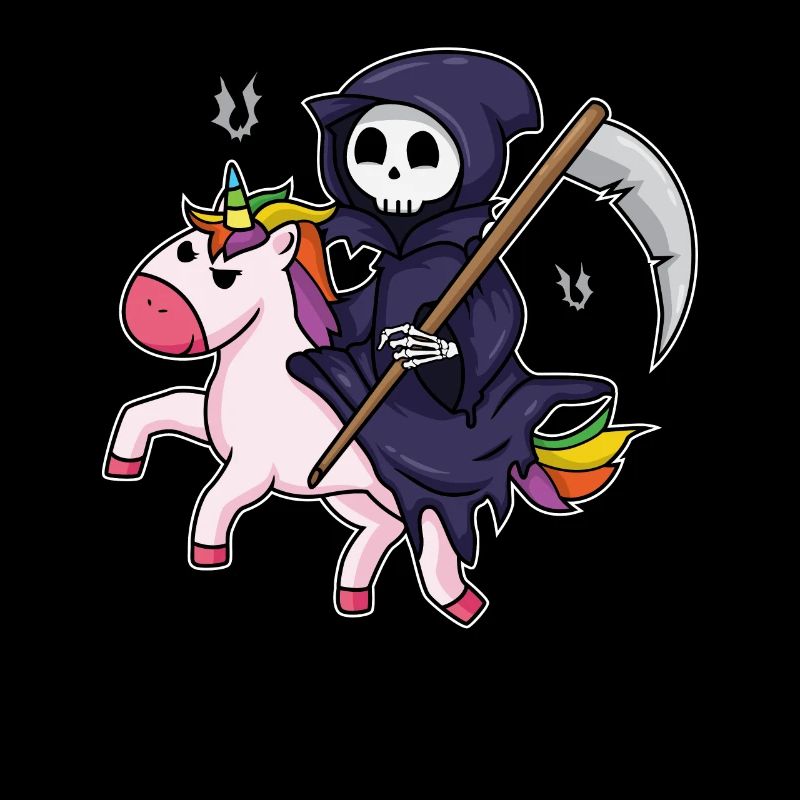 Sensenmann Reitet Einhorn Halloween Reaper Gift
