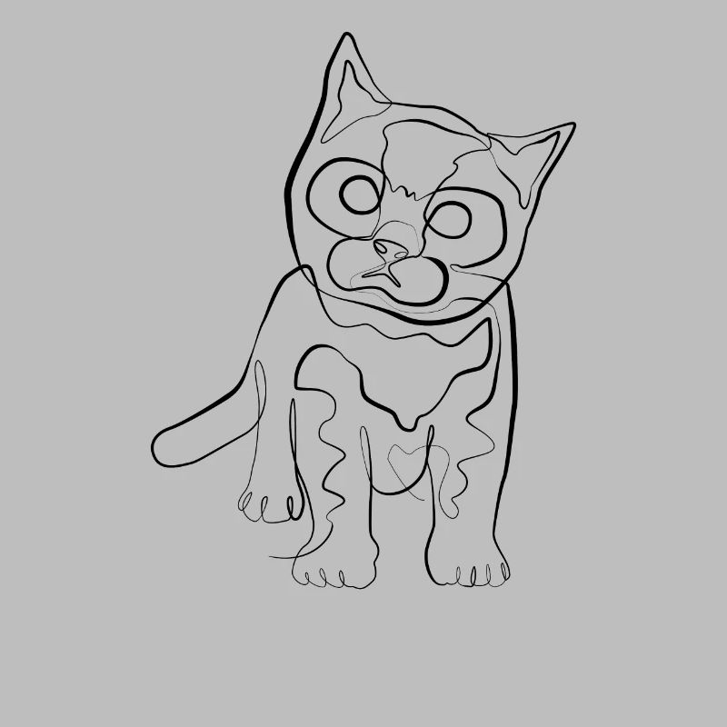 Bébé chaton - one line drawing