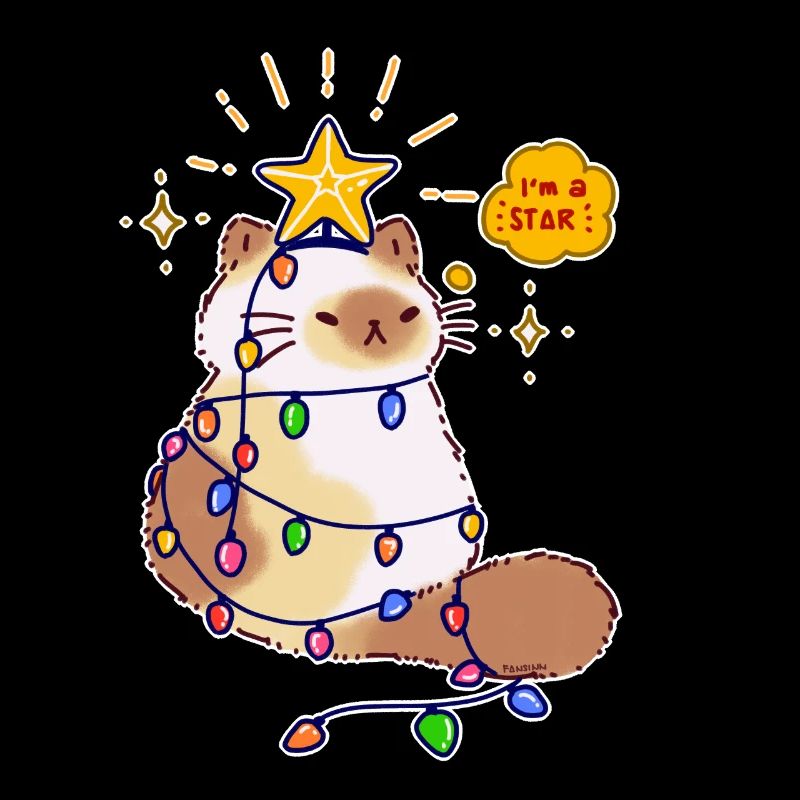 Cat String Light Star Christmas Tree Gift