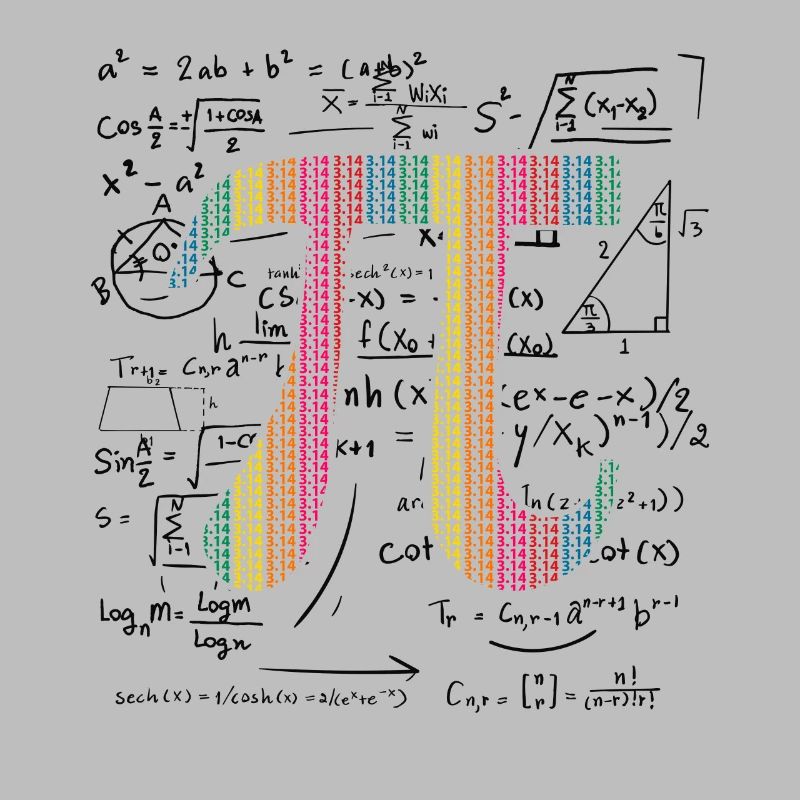 Pi Day Gift 3.14 Pi symbol with Math Equations