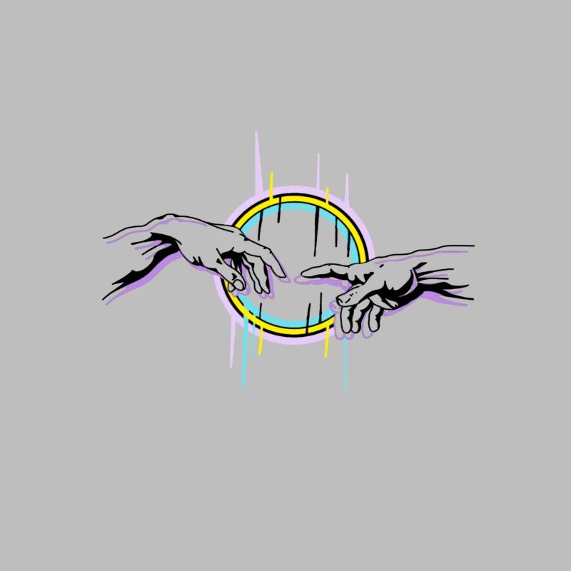 Michelangelo God Created Adam Glitch Style