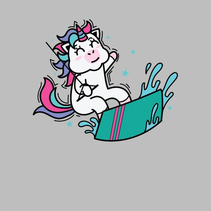 Einhorn beim Kite oder Wakeboarden