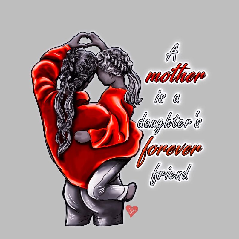 Mutter Tochter Spruch mit Illustration