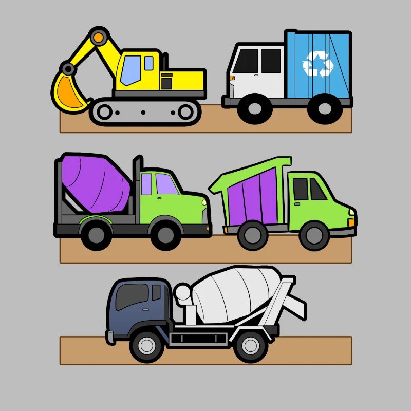 Excavator Construction Site Construction Worker Construction Truck I Gift