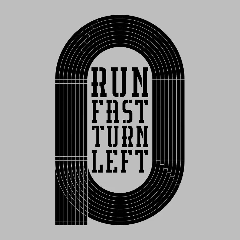 Run Fast Turn Left Retro Triathlon Race Sprinter