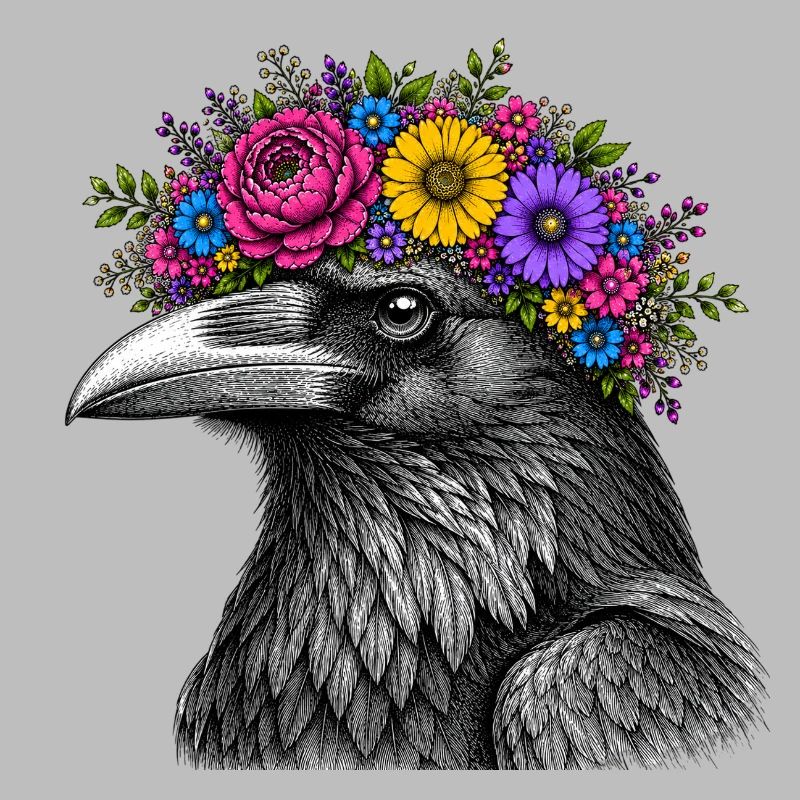 Crow's Head with Flower Crown