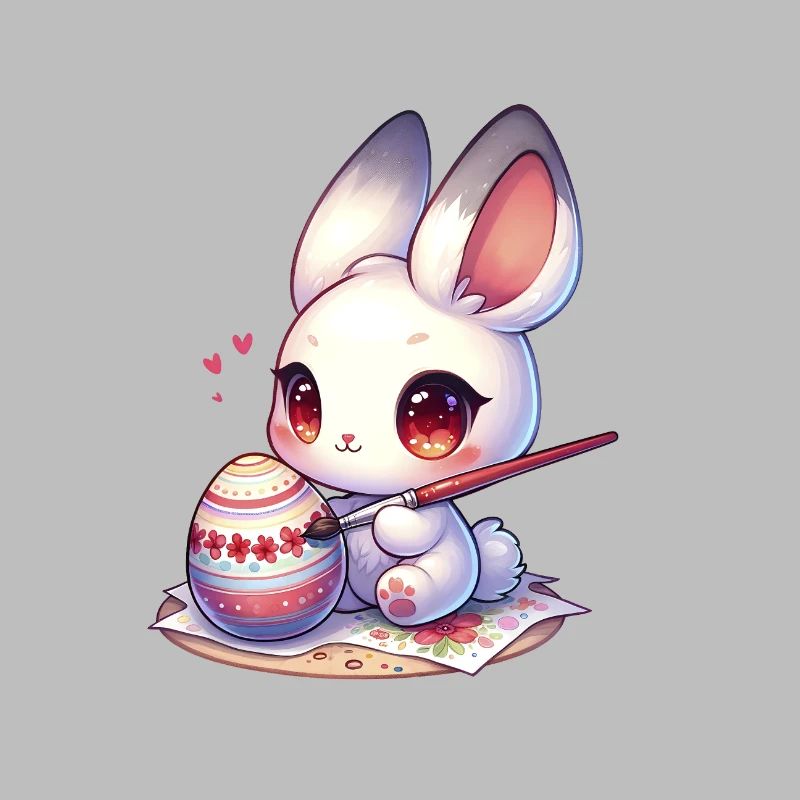 Chibi Bunny Painting Easter Egg