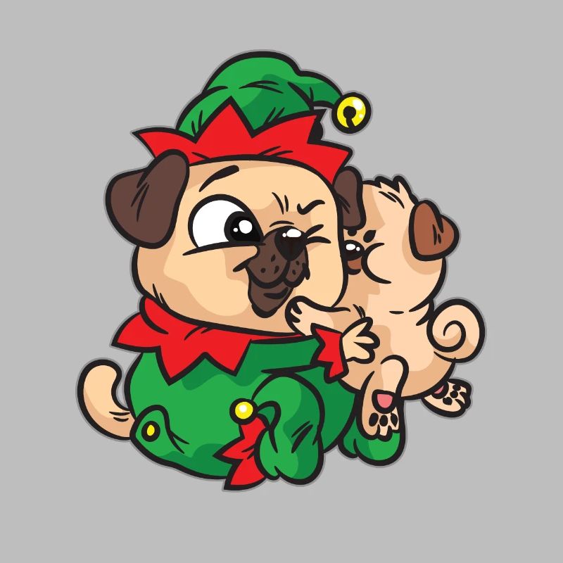 Elf Mops kuscheln Weihnachtskleid