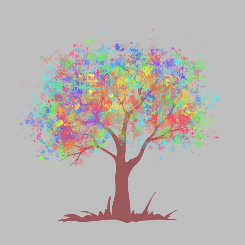 Baum mit Regenbogen Farben Blättern