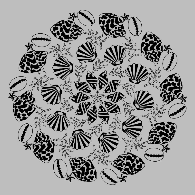 Shell Mandala black and white