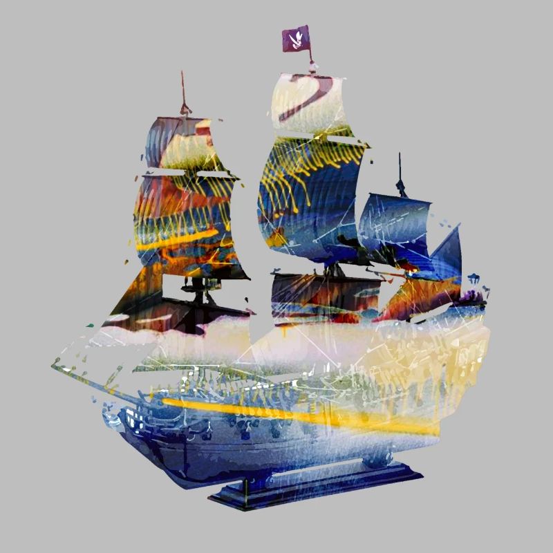 segelschiff,Schiff,Boot,Graffiti, Blau, Malerei