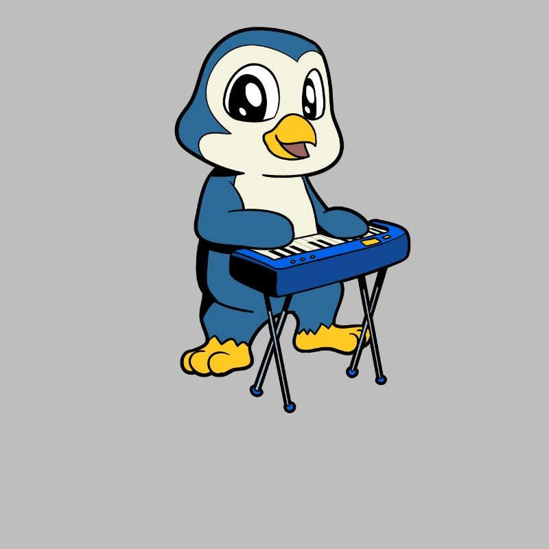 Comic Penguin plays keyboard
