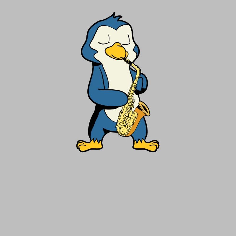Comic Penguin joue du saxophone