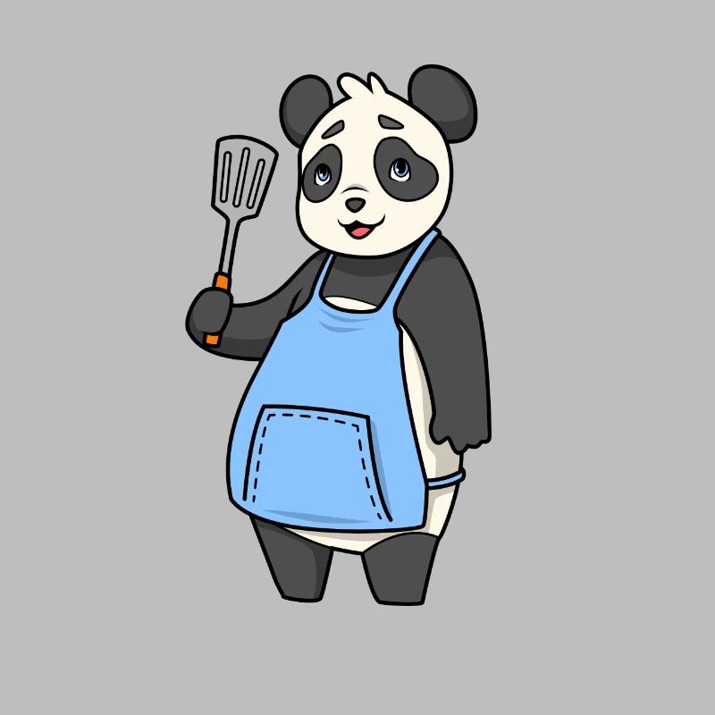 Panda bear is grill master