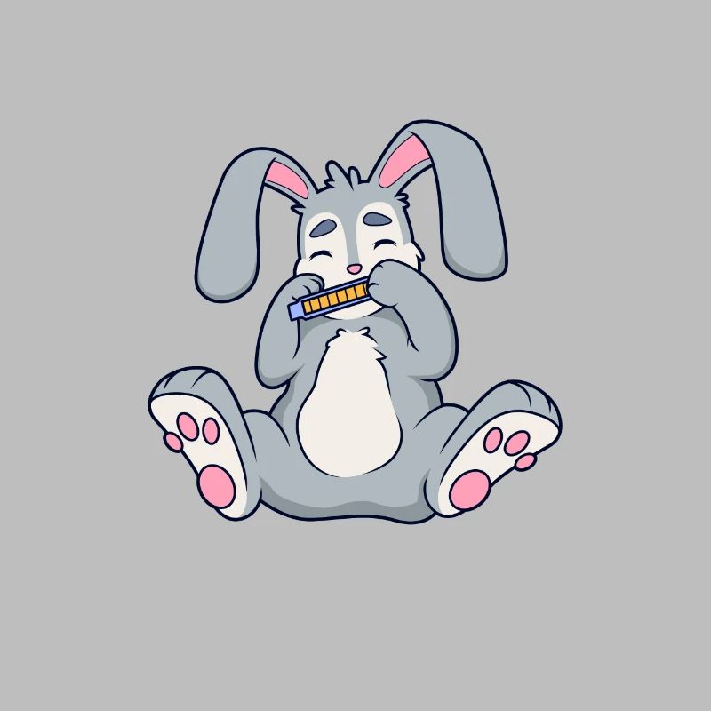 Rabbit plays harmonica