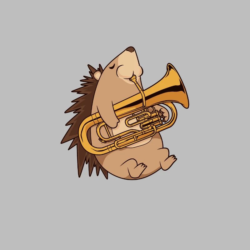 Hérisson de dessin animé jouant de l’euphonium