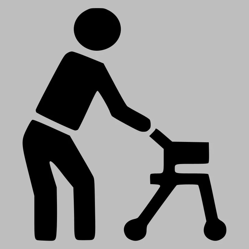 Behinderte Person hinter Rollator #