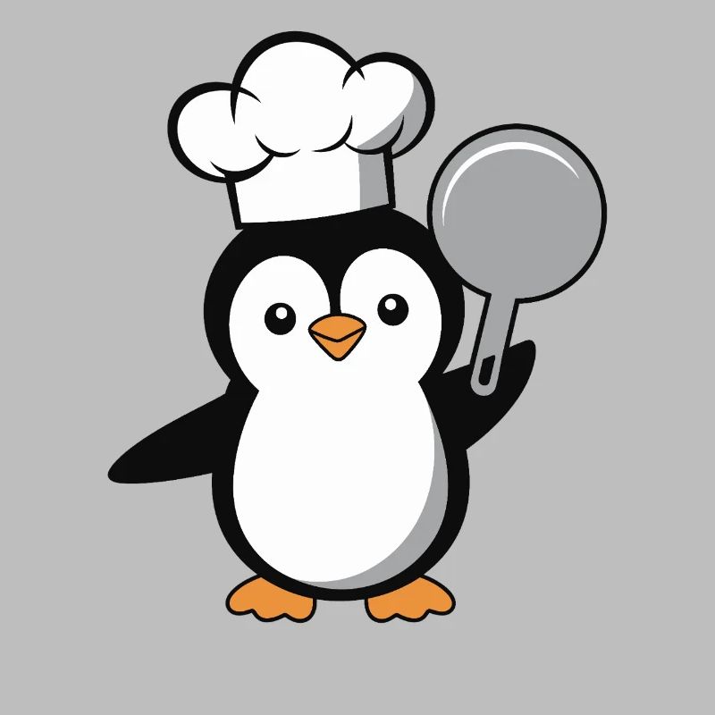 Cooking Penguin with Pan for Kitchen Lovers
