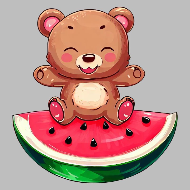 L’ours s’assoit sur la pastèque - Mignon