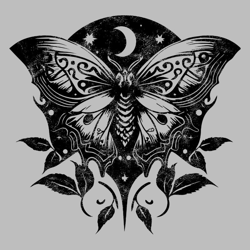 Moth, papillon de nuit, lune, vignes, gothique, wicca
