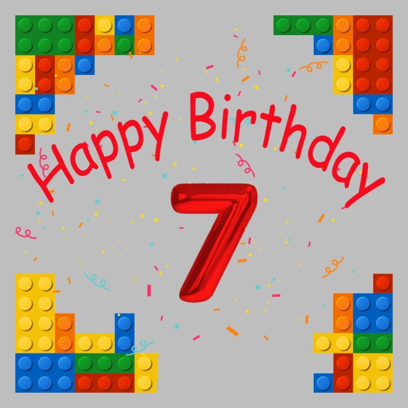 7 ans anniversaire joyeux anniversaire avec blocs de construction