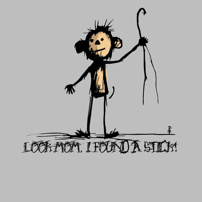 Monkey found a stick