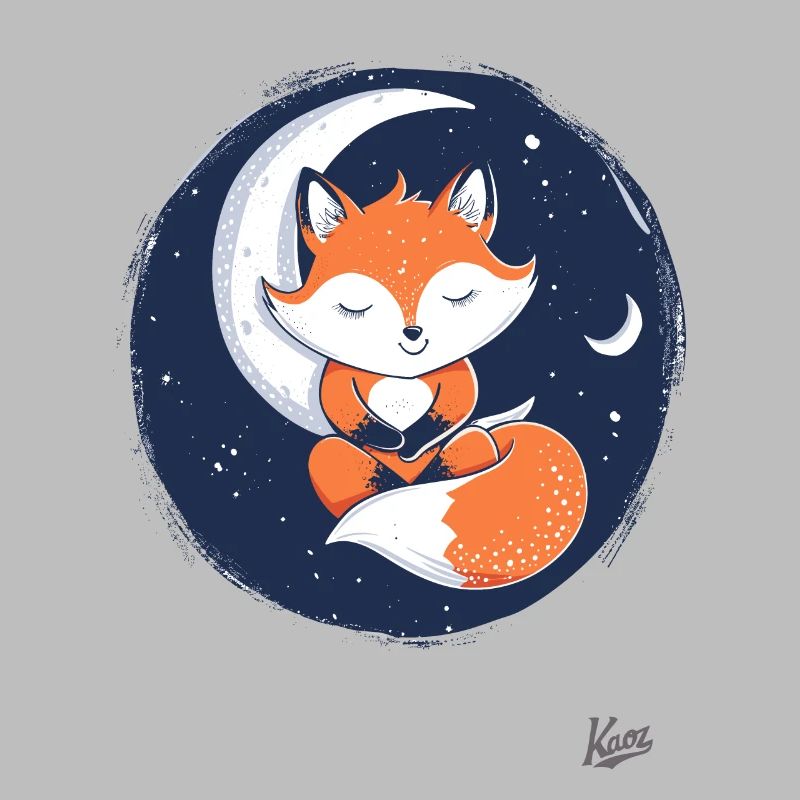 Cute little fox sleeping on the moon