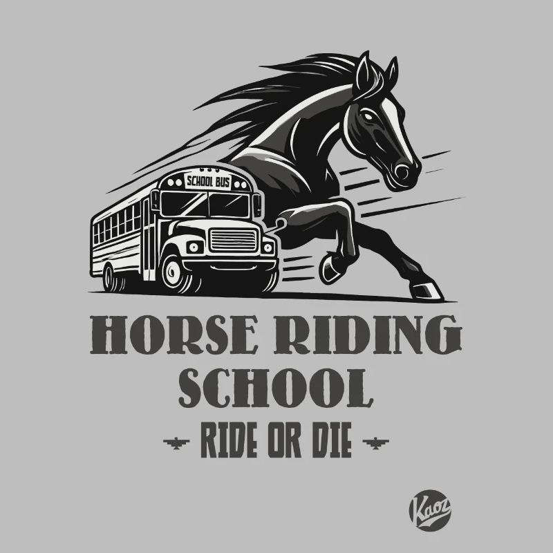 Reitschule "Reite oder Stirb", ein Pferde-Motiv