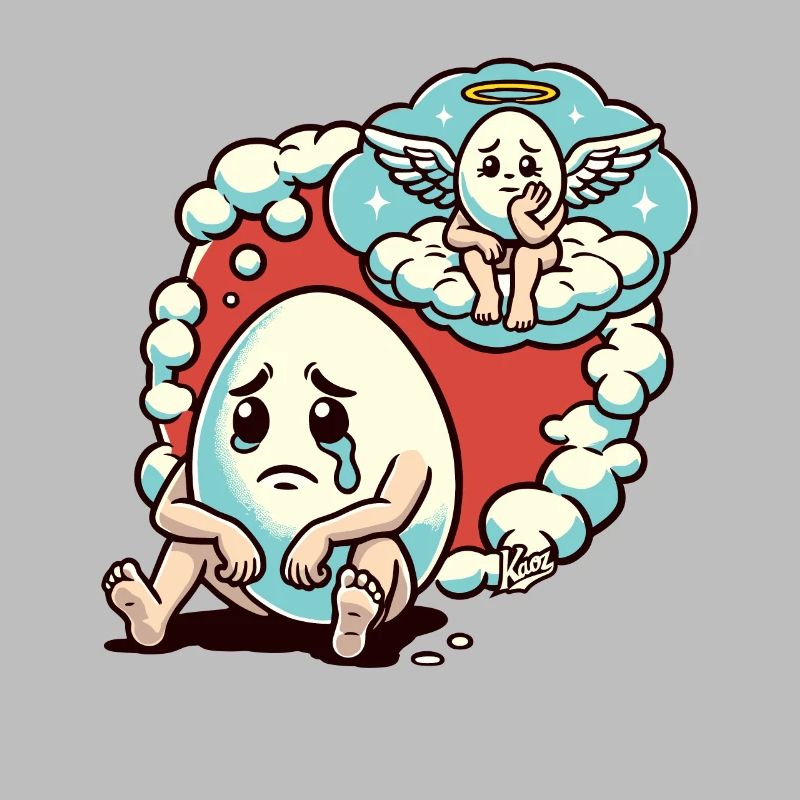 Sad egg imagines egg friend in heaven