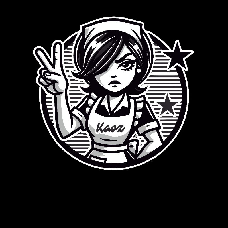 Cartoon-Mädchen mit Peace-Zeichen