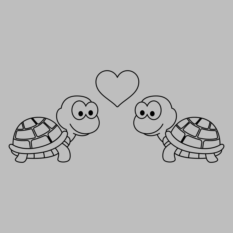 Turtle Comic Couple Love