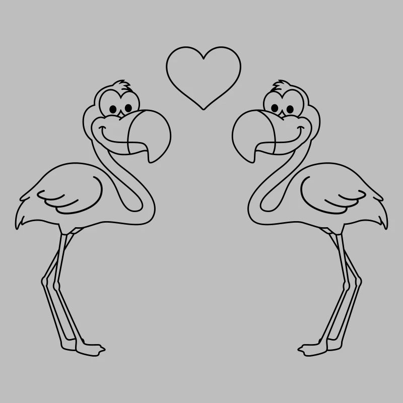 Flamingo Comic Paar liebe