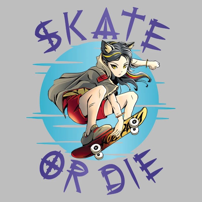 Skate oder stirb Skateboarder Anime Mädchen
