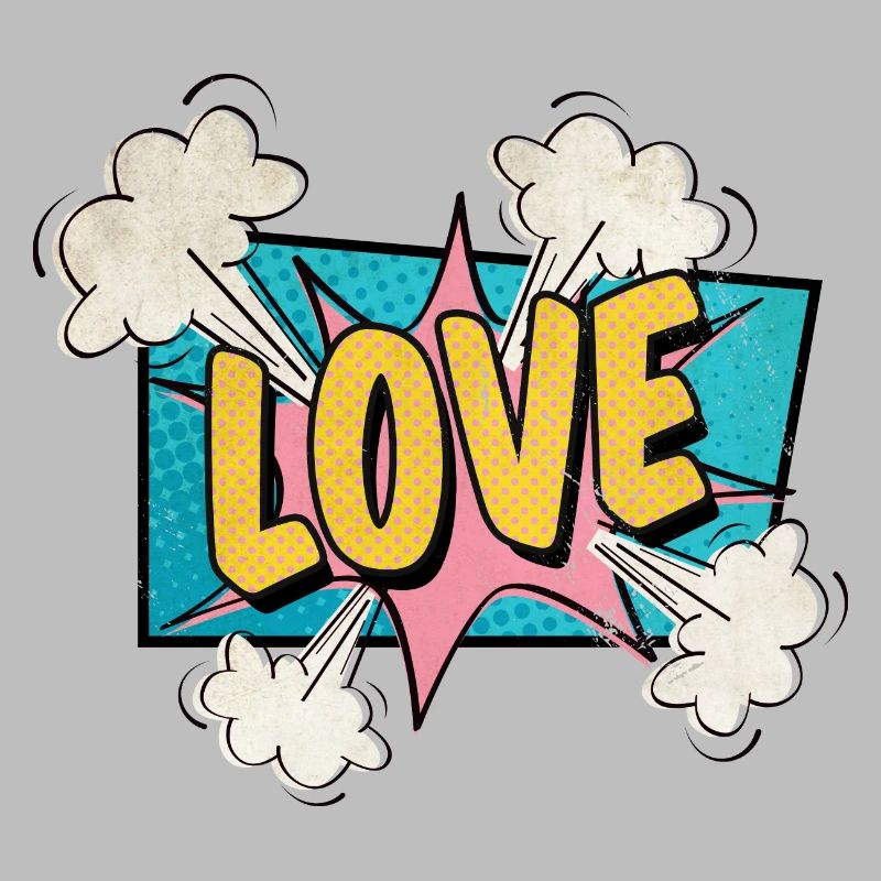 Love exploding comic style in love gift