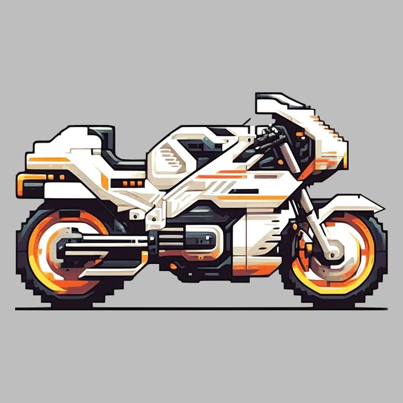 8 bit motorcycle racing machine as vector graphics