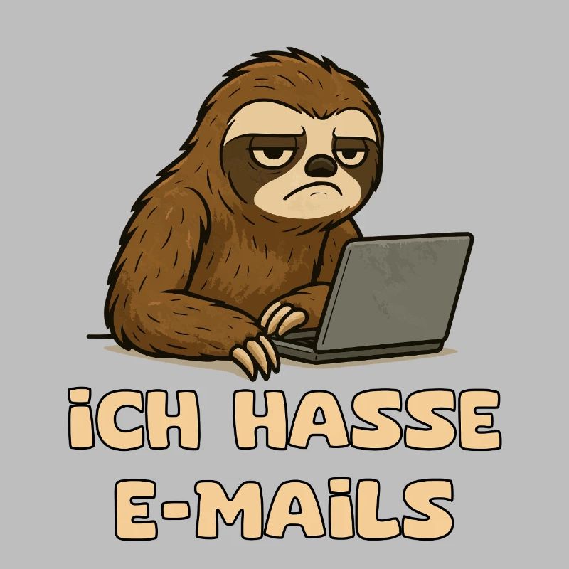 Lässiger Faultier-Design mit E-Mail-Sarkasmus