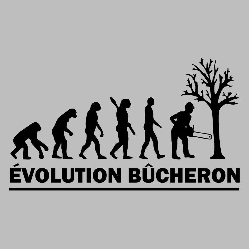evolution bûcheron / cadeau humour bucheron