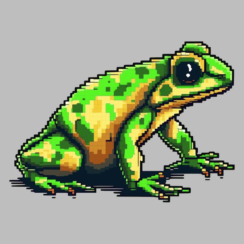 Poison dart frog in 8 bit retro pixel graphics